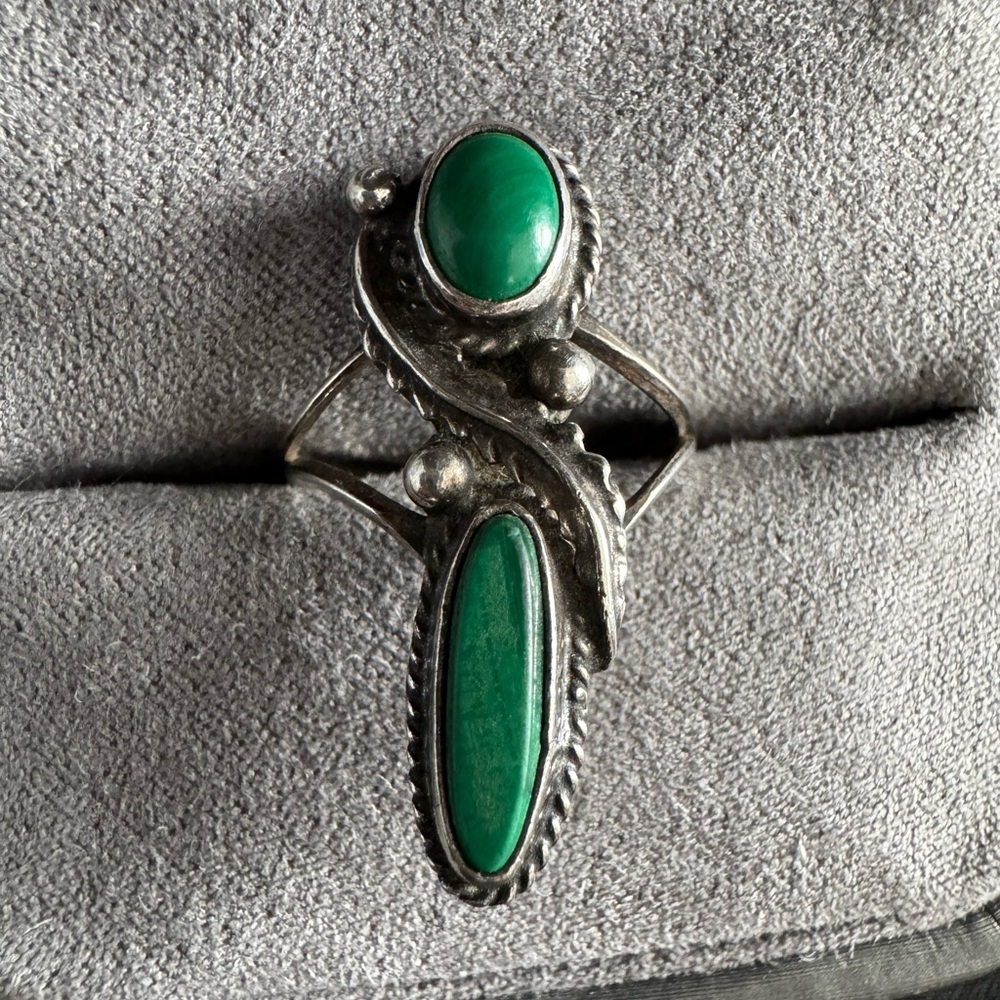 Green Stone Sterling-Style Women's Ring